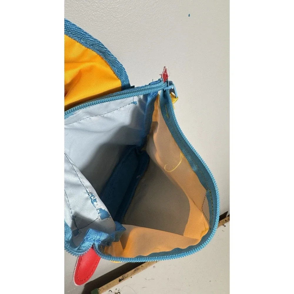 Kimono Toddler Bag Back Blue Yellow With A Safety Line On The Middle